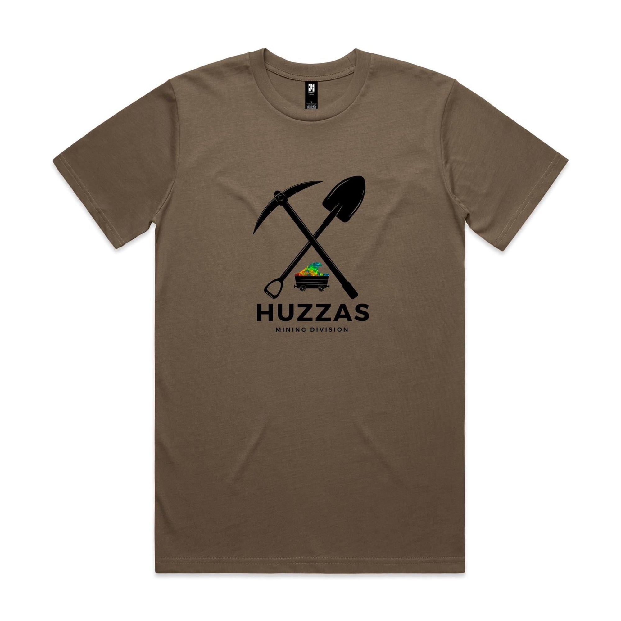 Huzzas Mining Division Opal Tee Black Print — unisex cotton t-shirt, Gracetown WA