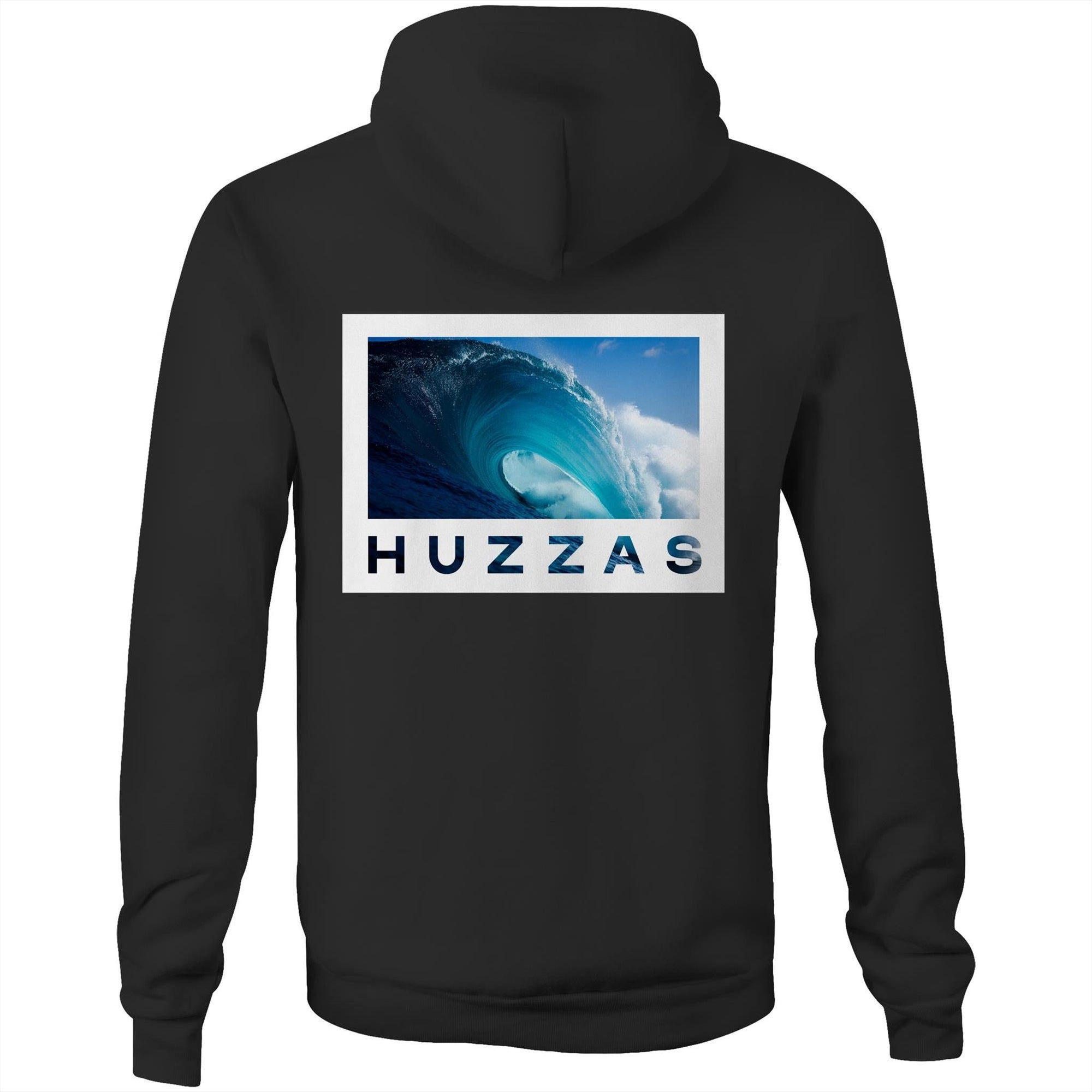 Huzzas Signature Series Hoodie — limited-edition unisex cotton hoodie with ocean photography