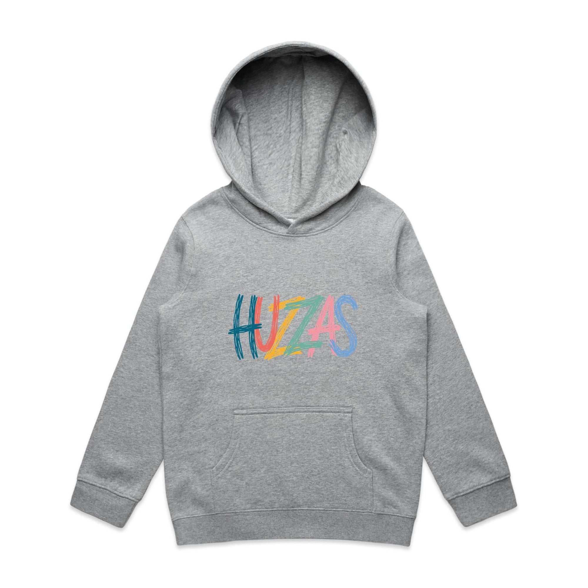 Huzzas Youth Scribble Hoodie — kids cotton pullover with scribble print, Gracetown WA