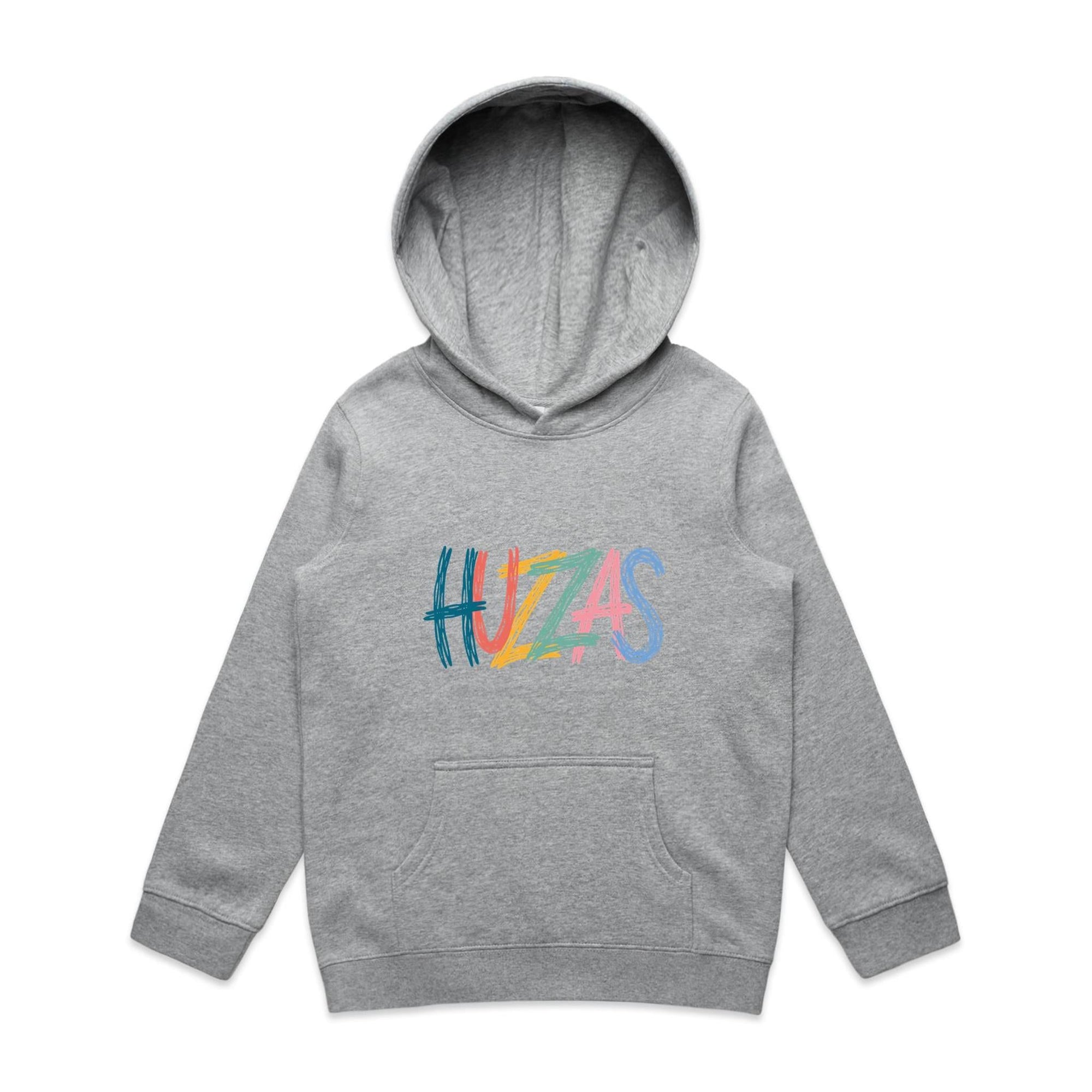 Huzzas Youth Scribble Hoodie — kids cotton pullover with scribble print, Gracetown WA