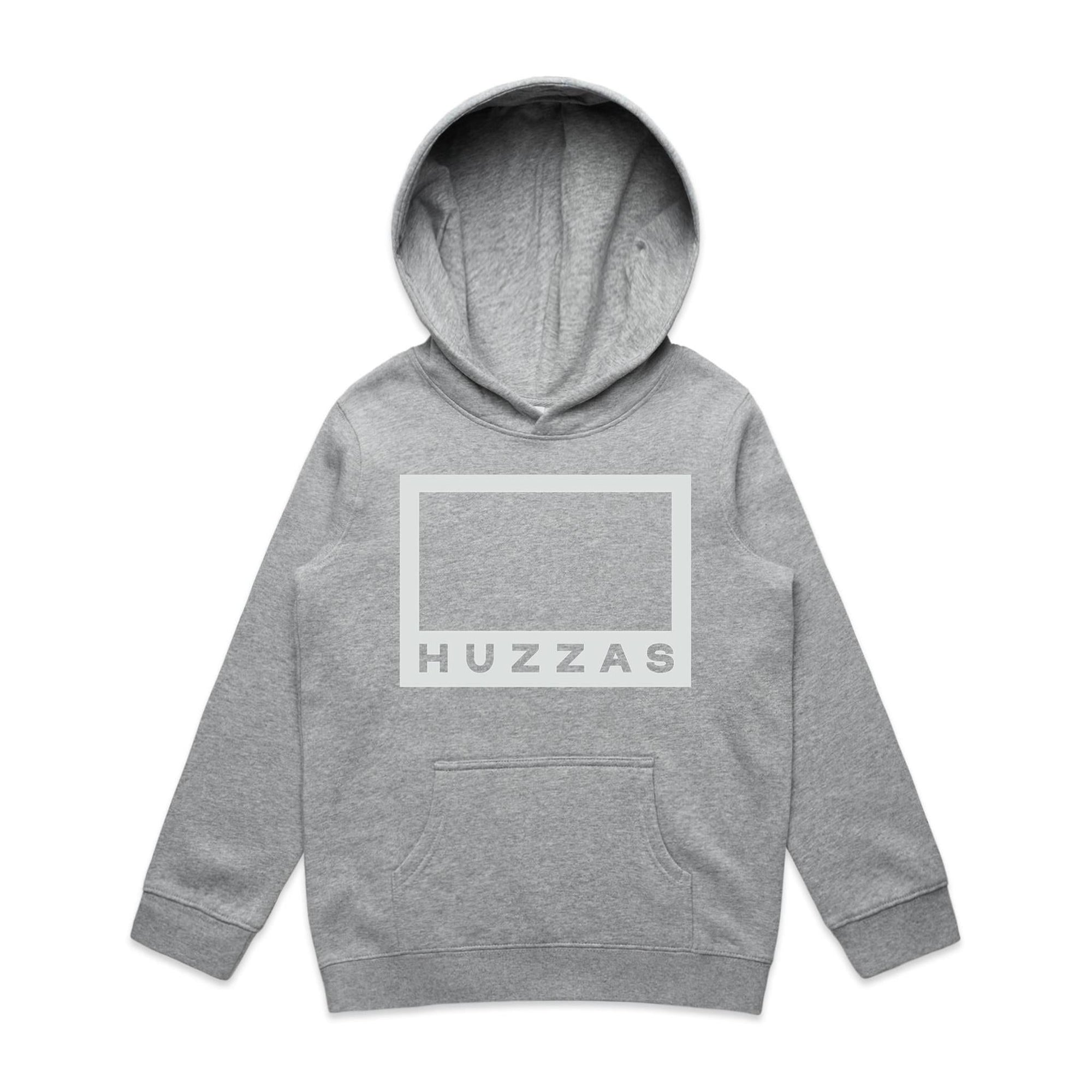 Huzzas Youth Box Hoodie — heavyweight kids cotton pullover hoodie by Huzzas, Gracetown WA