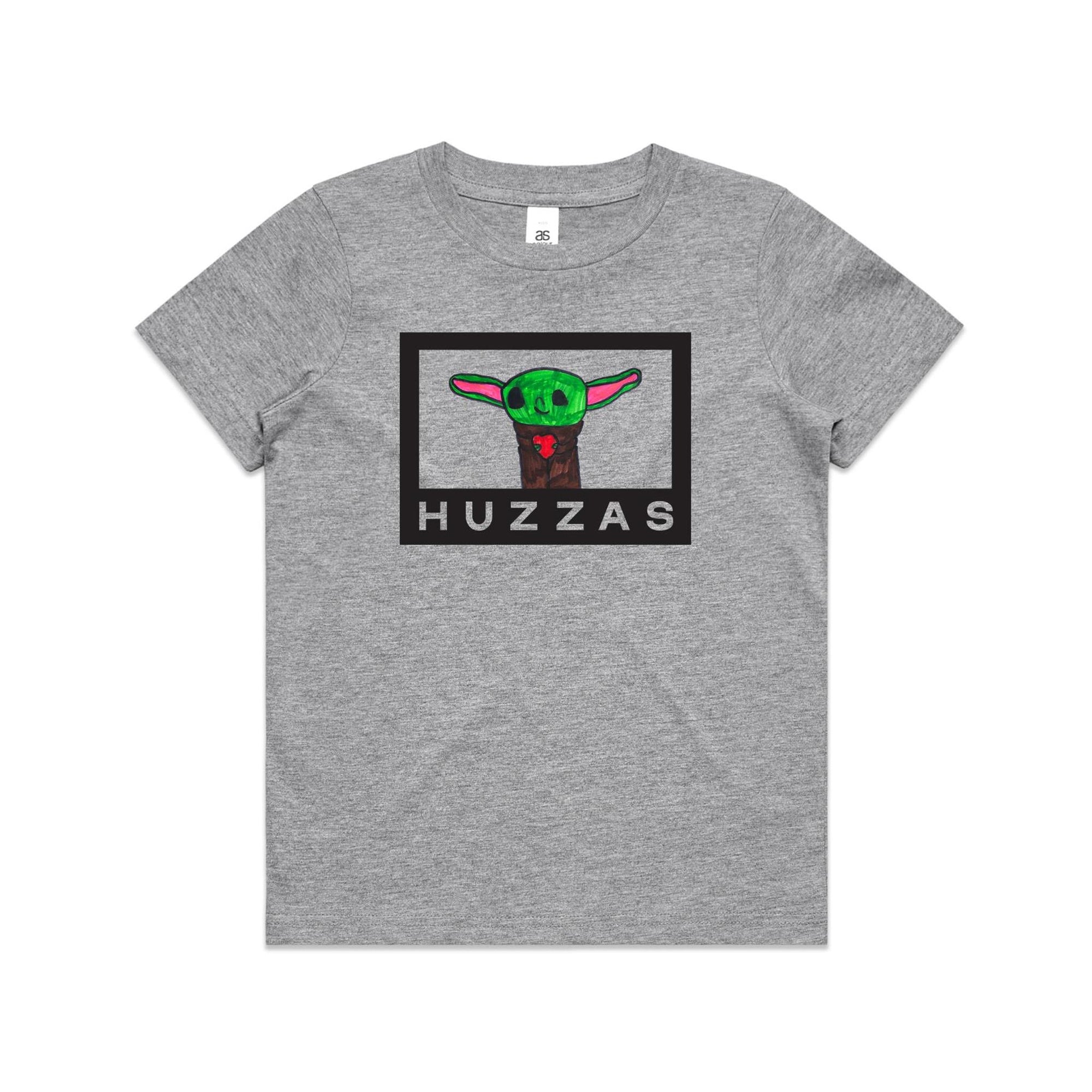 Amelia's Yoda Youth Tee — kids cotton t-shirt with Baby Yoda art by Amelia Bremner, age 8