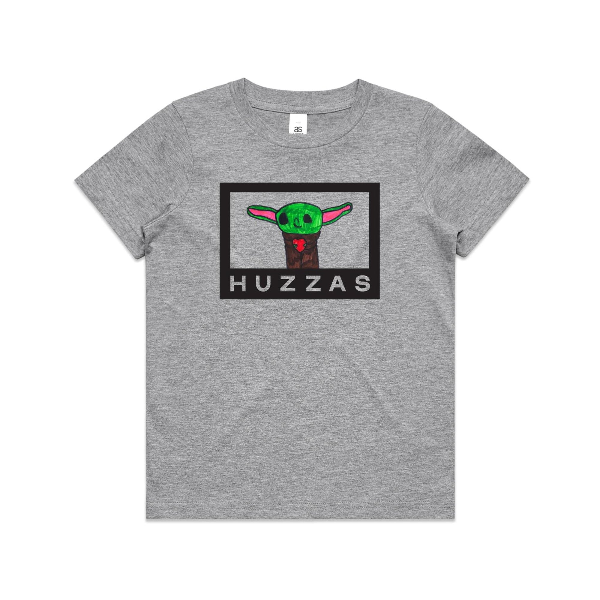 Amelia's Yoda Youth Tee — kids cotton t-shirt with Baby Yoda art by Amelia Bremner, age 8
