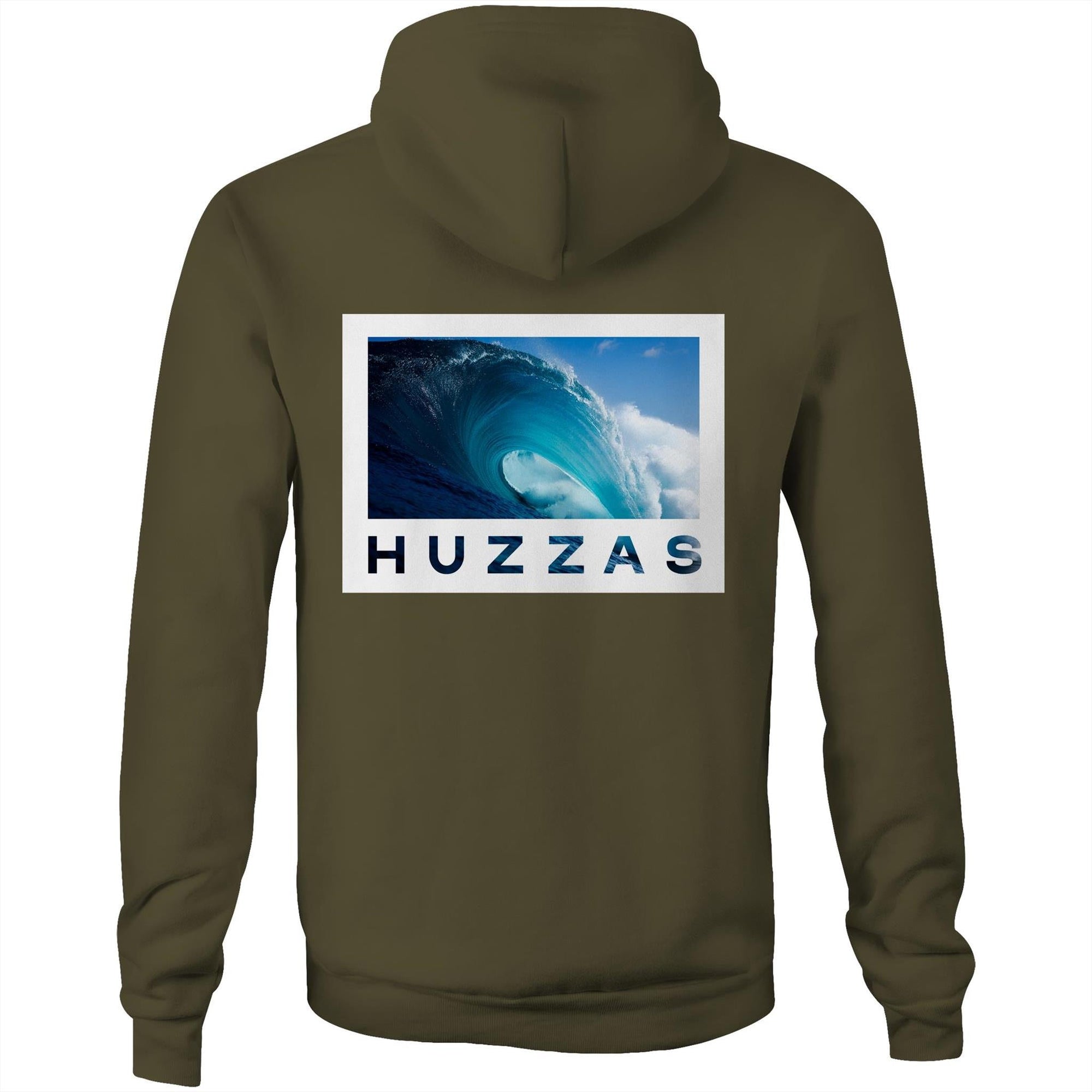 Huzzas Signature Series Hoodie — limited-edition unisex cotton hoodie with ocean photography