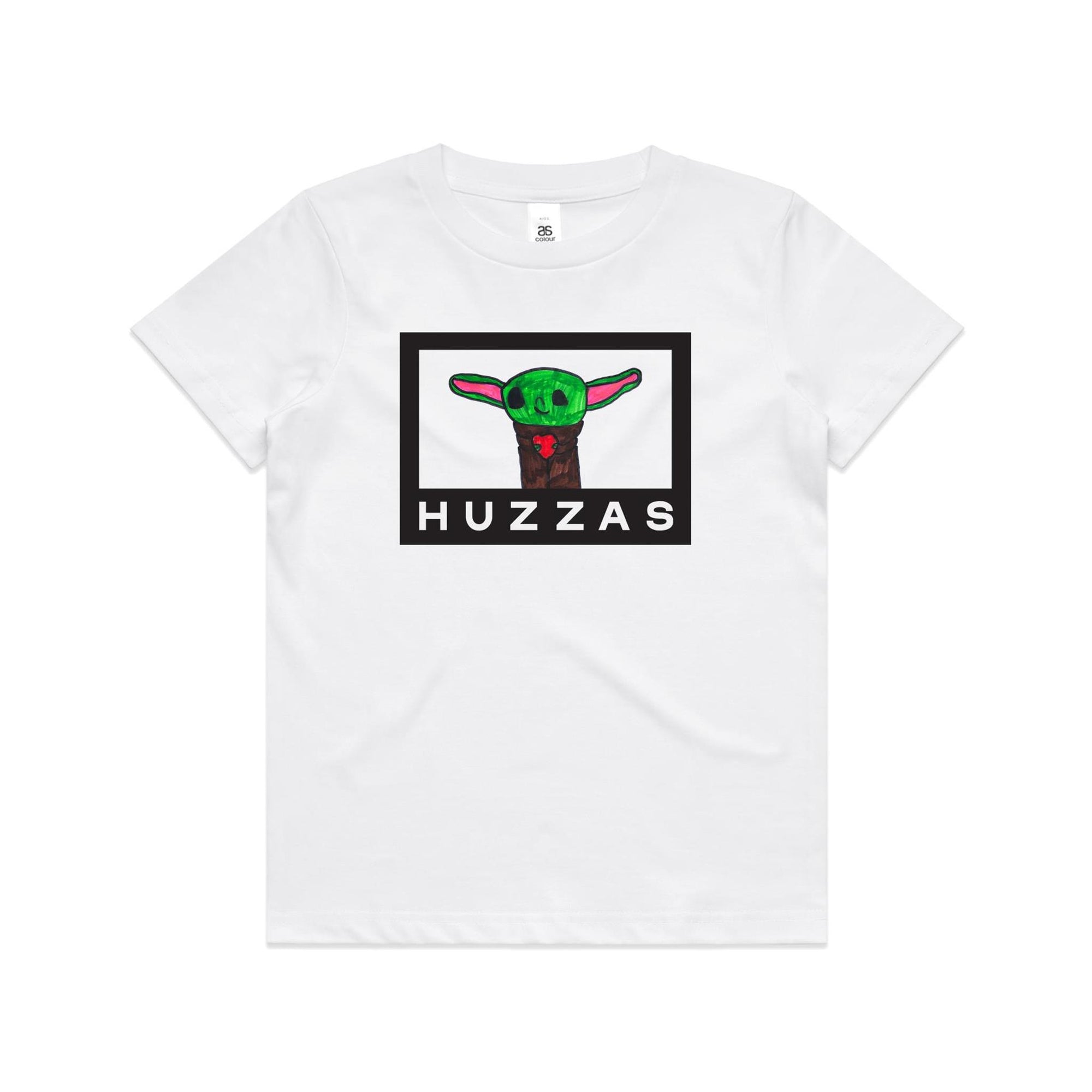 Amelia's Yoda Youth Tee — kids cotton t-shirt with Baby Yoda art by Amelia Bremner, age 8