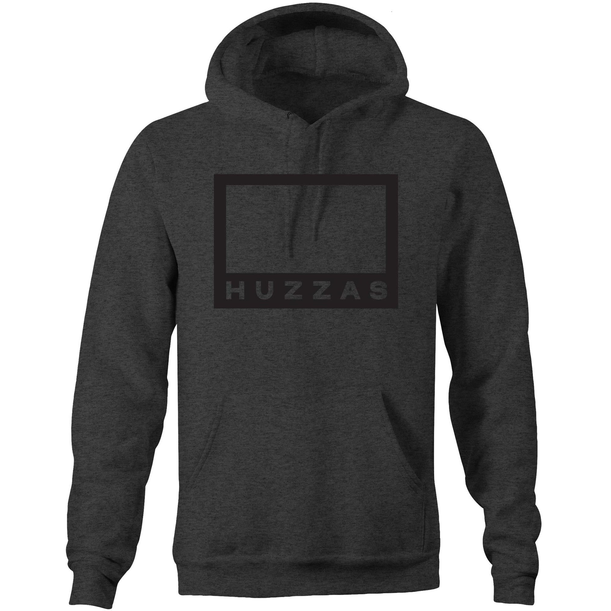 Huzzas Box Logo Hoodie — heavyweight unisex cotton pullover hoodie by Huzzas, Gracetown WA