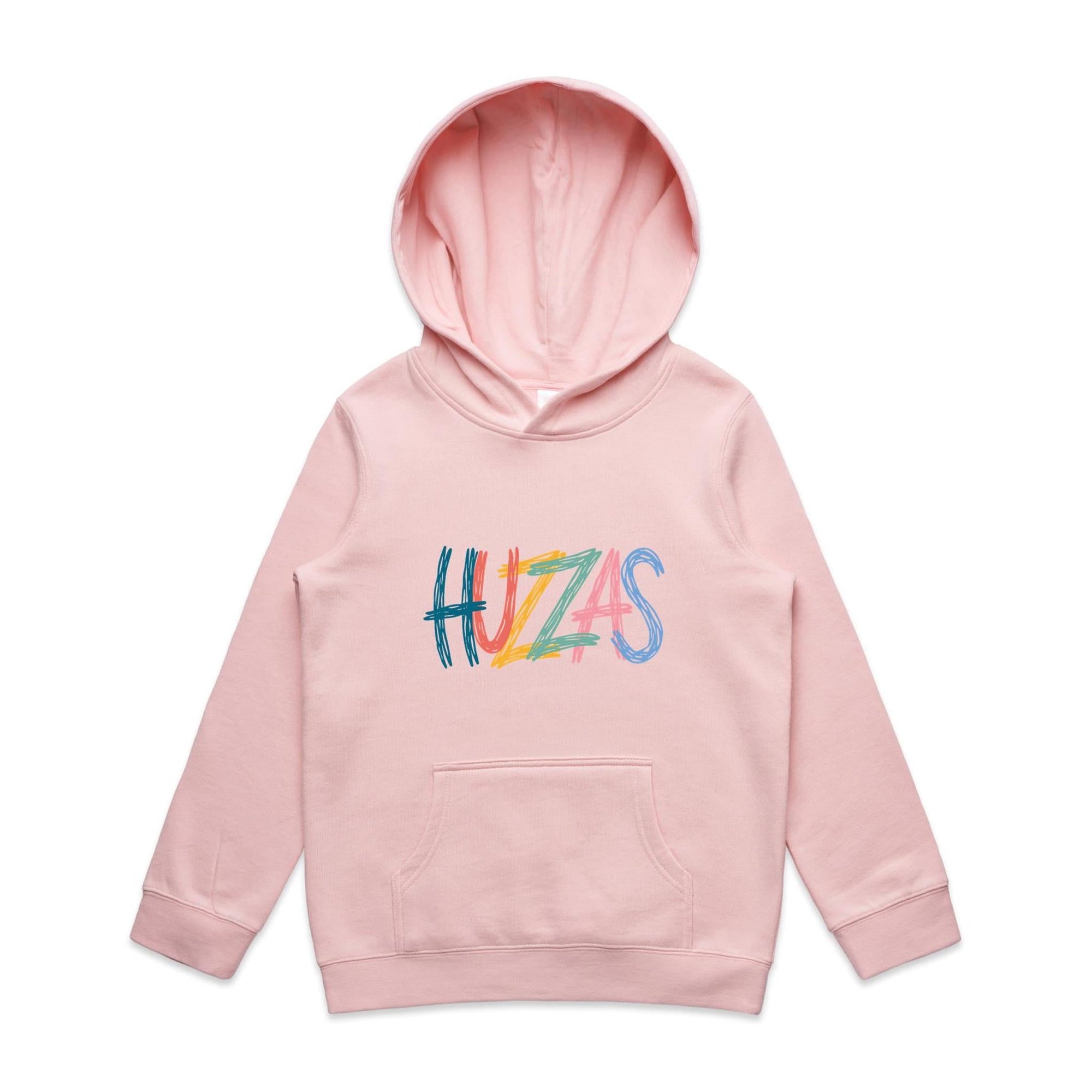 Huzzas Youth Scribble Hoodie — kids cotton pullover with scribble print, Gracetown WA