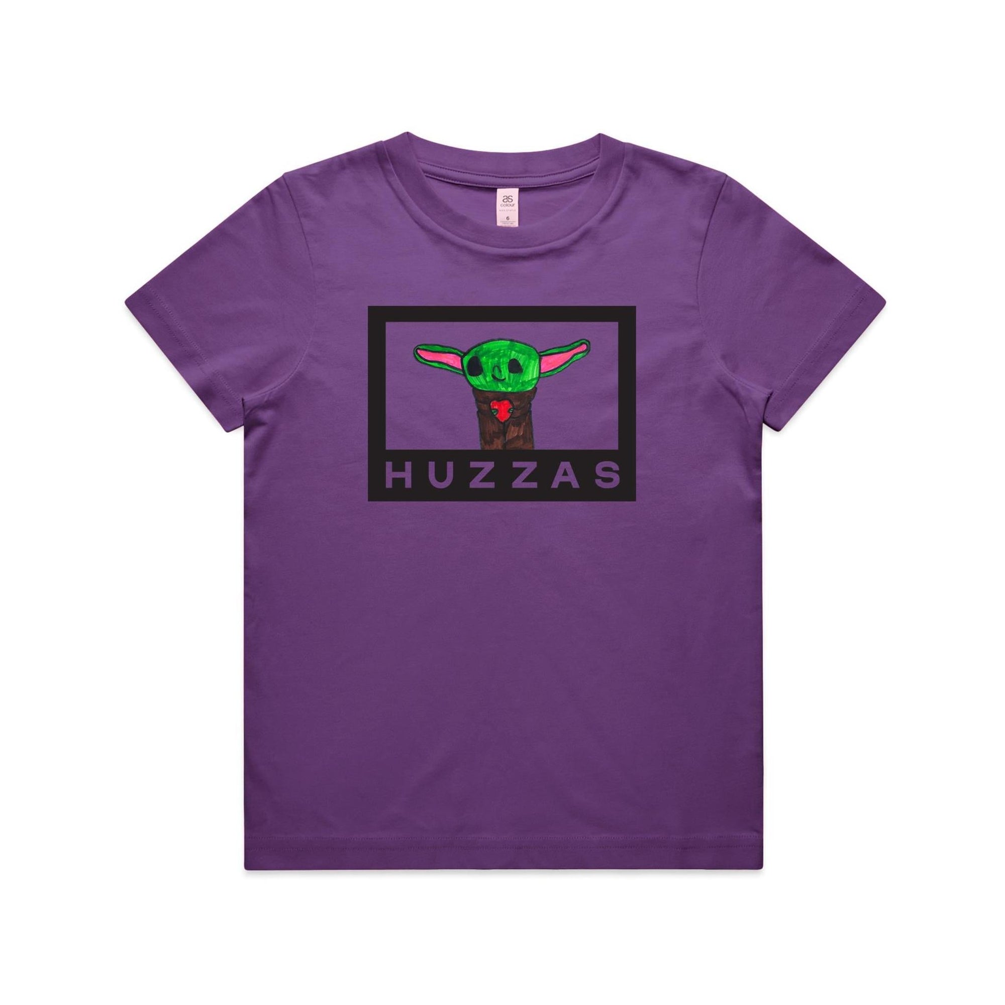 Amelia's Yoda Youth Tee — kids cotton t-shirt with Baby Yoda art by Amelia Bremner, age 8