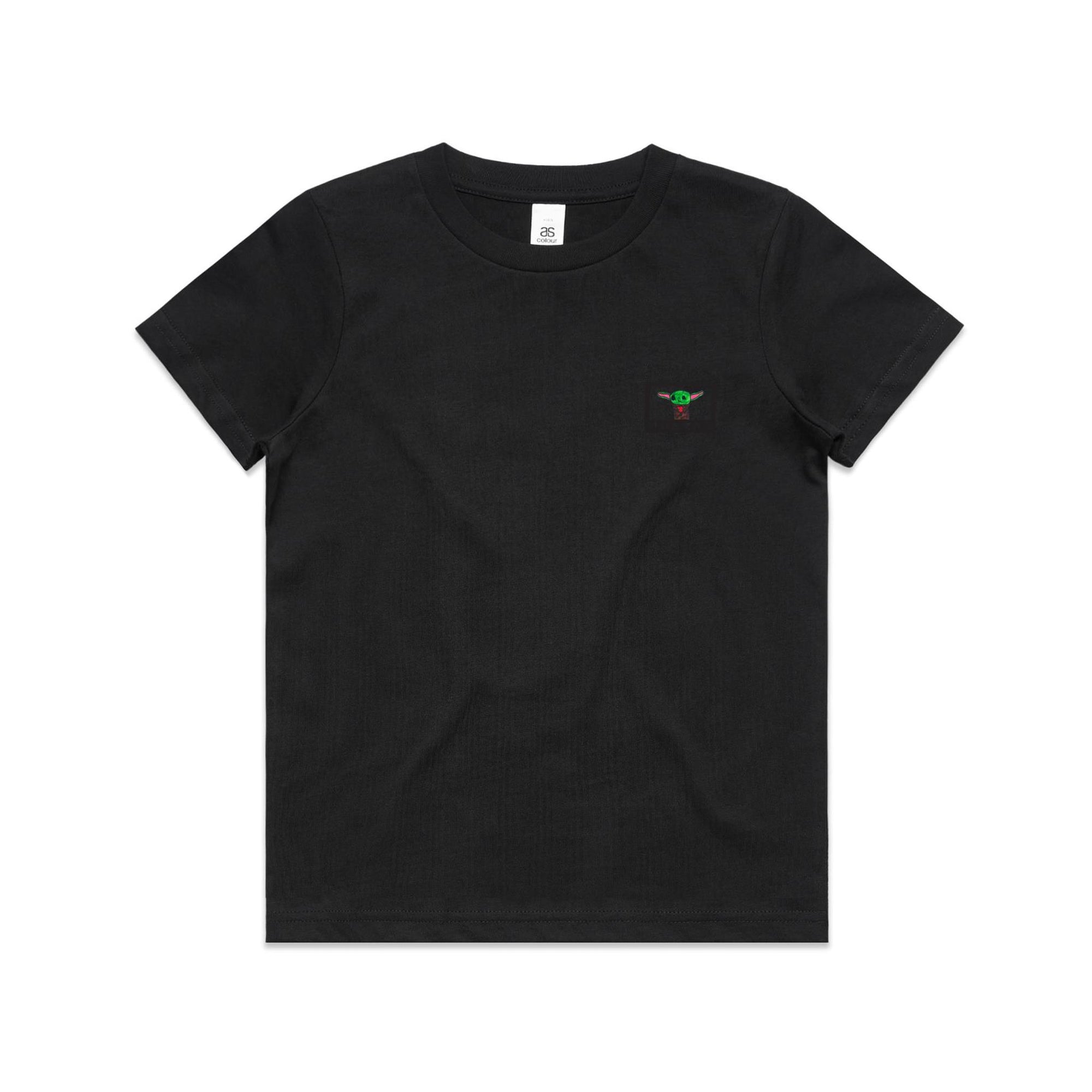 Amelia's Baby Yoda Pocket Tee — kids cotton t-shirt with artwork by Amelia Bremner, age 8