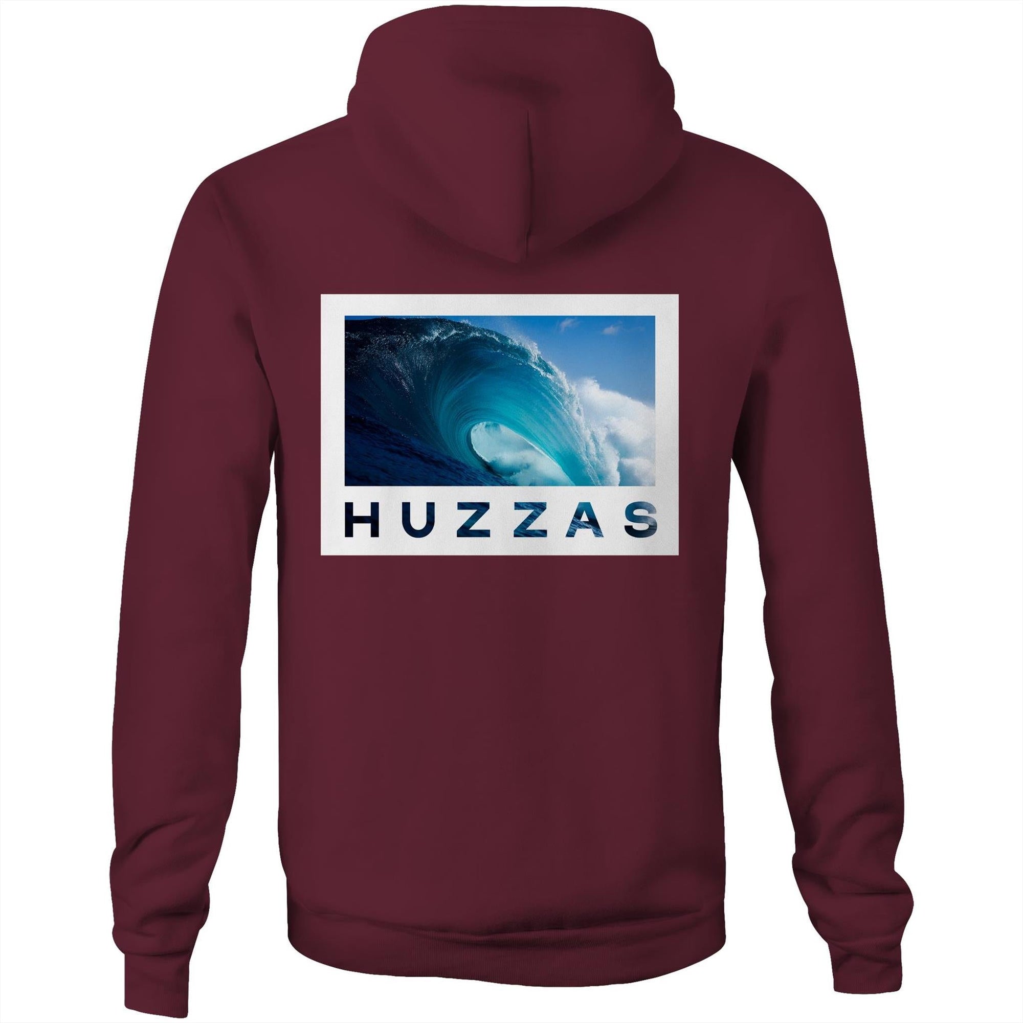 Huzzas Signature Series Hoodie — limited-edition unisex cotton hoodie with ocean photography